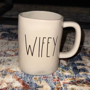 Rae Dunn white ceramic coffee tea mug cup ‘WIFEY’ wife/fiancé/wedding